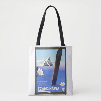 Bolso De Tela cartel de viaje de snowboard a Escandinavia