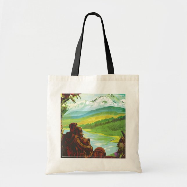 Bolso De Tela Cartel de viaje espacial retro-misión científica d (Frente)