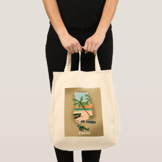 Bolso De Tela Cartel de viaje ilustrado del mapa de Ghana.