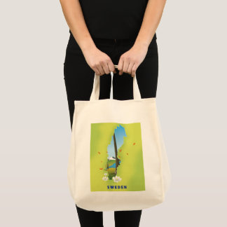 Bolso De Tela Cartel de viaje ilustrado del mapa de Suecia.