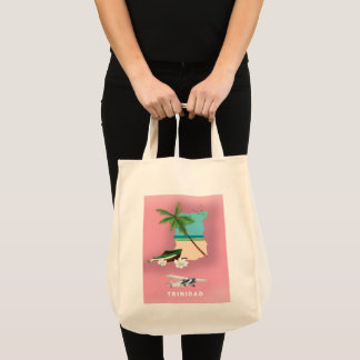 Bolso De Tela Cartel de viaje ilustrado del mapa de Trinidad.