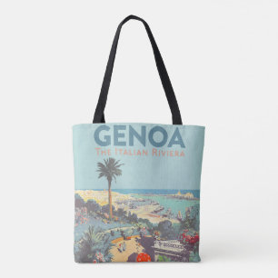 Bolso De Tela Cartel de viaje vintage de Génova Riviera italiana