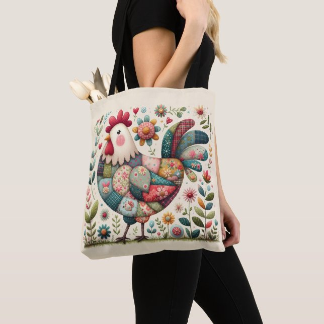 Bolso De Tela Cartel folclórico con acentos florales (Detalle)