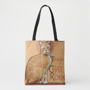 Bolso De Tela    Cartel Francés Antiguo Estilo Gato Naranja     
