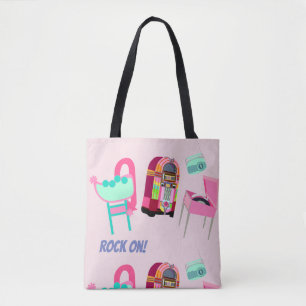 Bolso De Tela Cartel Retro de los Cincuenta Reproductor de Disco