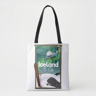 Bolso De Tela Cartel vintage de esquí de Islandia