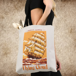 Bolso De Tela Cartel Vintage del Barco Clipper Americano Flying