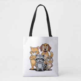 Bolso De Tela Cartoon Animal Friends Team Illustration