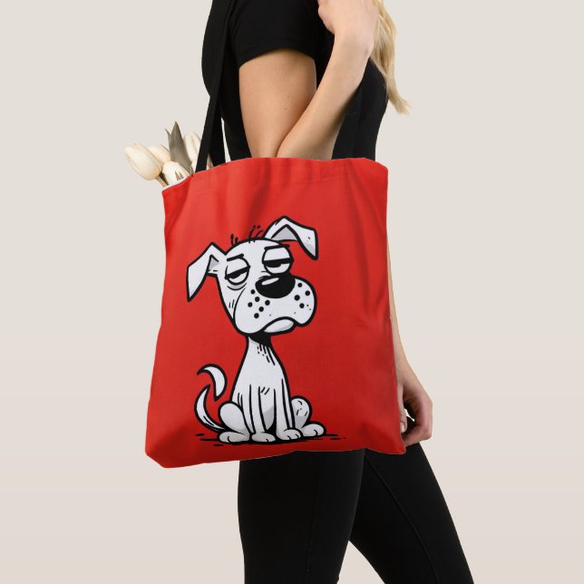 Bolso De Tela Cartoon Dog Tote Bag with Red Background (Detalle)