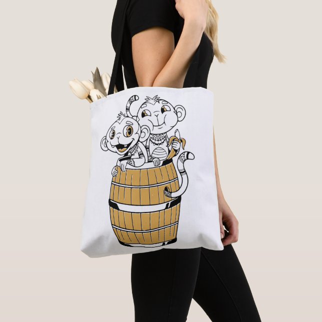 Bolso De Tela Cartoon tribal monkey Tote (Detalle)