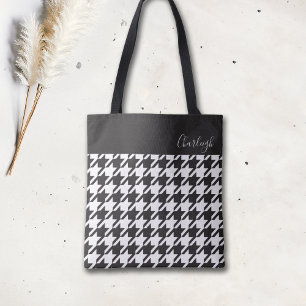 Bolso De Tela Cartuela blanca y negra clásica moderna