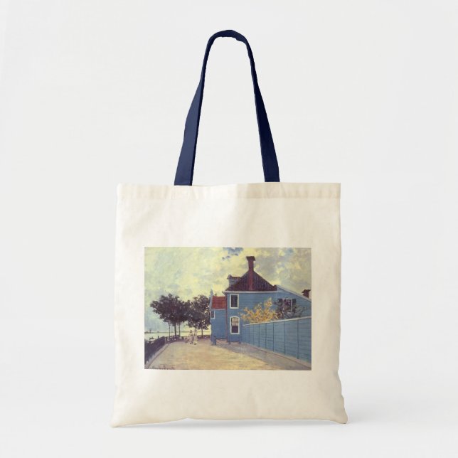 Bolso De Tela Casa azul en Zaandam por Claude Monet (Frente)