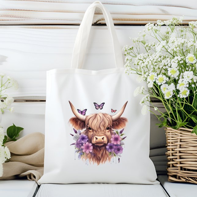 Bolso De Tela Casa de campo de Boho Purple Highland Floral (Subido por el creador)