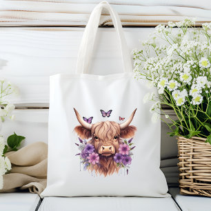 Bolso De Tela Casa de campo de Boho Purple Highland Floral
