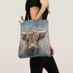 Bolso De Tela Casa de campo elegante rústica con flores de vaca 