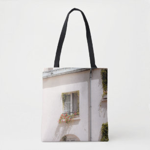 BOLSO DE TELA CASA DE CONCRETO BLANCA Y MARRÓN