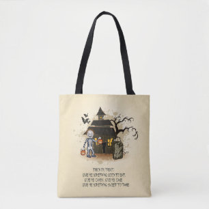 Bolso De Tela Casa de esqueleto y Halloween embrujada