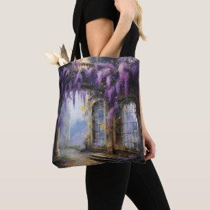 Bolso De Tela Casa de flores moradas