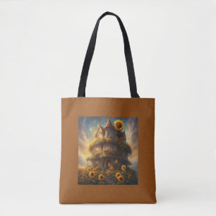 Bolso De Tela Casa de girasoles caprichosa de verano 