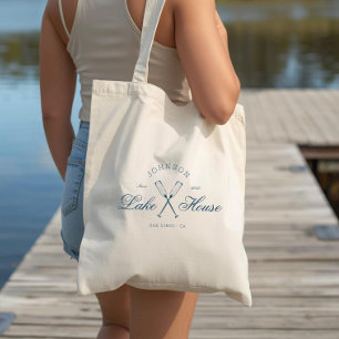 Bolso De Tela Casa de Lago Rústica Moderna Remos Azul Marino Cos
