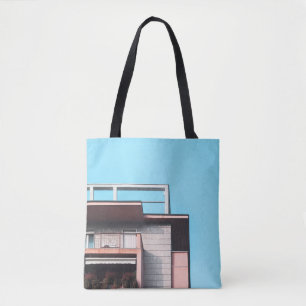 BOLSO DE TELA CASA DE MADERA NEGRA Y MARRÓN