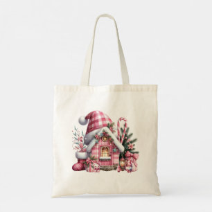 Bolso De Tela Casa de Navidades de color rosa