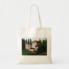Bolso De Tela Casa de Pueblo Dibujo Toscana italia Campo