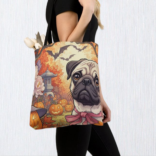Bolso De Tela Casa de Pug Dog & Halloween, otoño, Art Nuovo (Subido por el creador)