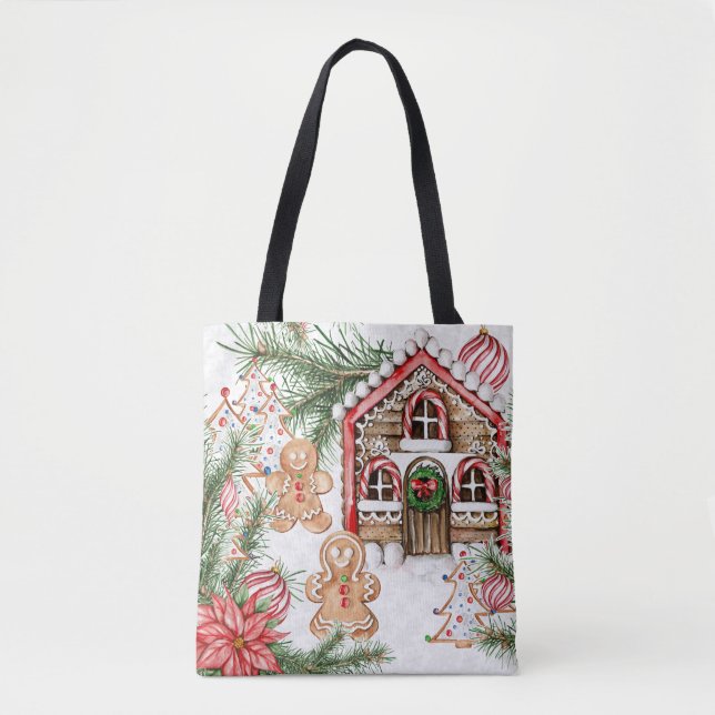 Bolso De Tela Casa del bastón de caramelo, hombre de pan de (Anverso)