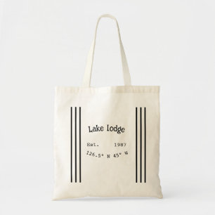 Bolso De Tela Casa del lago. Fecha año personalizado coordenadas