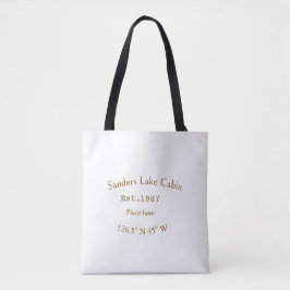 Bolso De Tela Casa del lago. Fecha año personalizado coordenadas