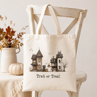 Bolso De Tela Casa Embrujada Caprichosa Halloween Truco o Trato