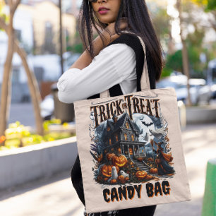Bolso De Tela ¡Casa embrujada con calabazas para Halloween!