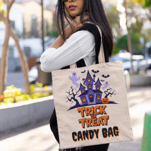 Bolso De Tela Casa embrujada con fantasmas y murciélagos