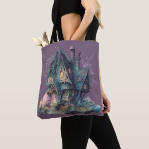 Bolso De Tela Casa Embrujada Espeluznante Siniestra Verde Rosa H