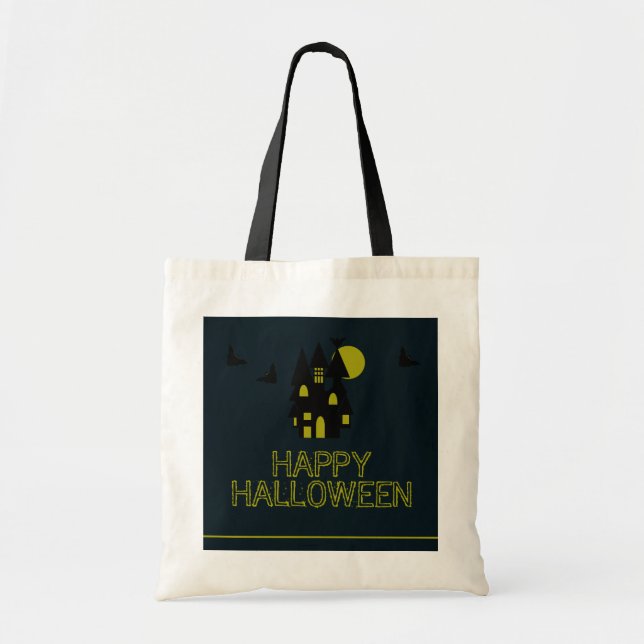 Bolso De Tela Casa Embrujada, Feliz Halloween (Frente)