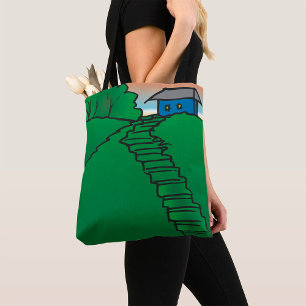 Bolso De Tela Casa En Una Colina Verde