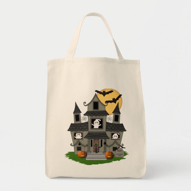 Bolso De Tela Casa encantada de Halloween (Frente)