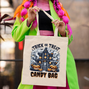 Bolso De Tela Casa encantada decorada con Halloween