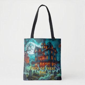 Bolso De Tela Casa espeluznante junto al cementerio embrujado