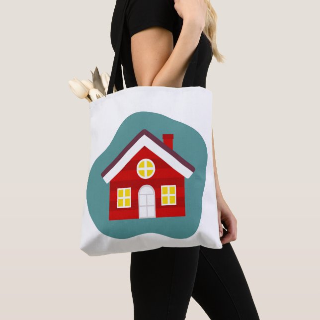 Bolso De Tela Casa roja linda (Detalle)