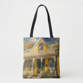 Bolso De Tela Casa Victoriana Amarilla de Fantasía