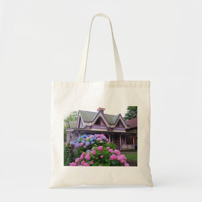 Bolso De Tela Casa victoriana morada - Viñedo de Martha (Frente)