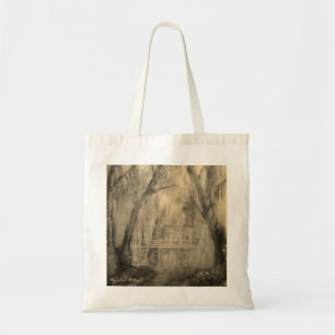 Bolso De Tela Casa vieja en el tote de maderas