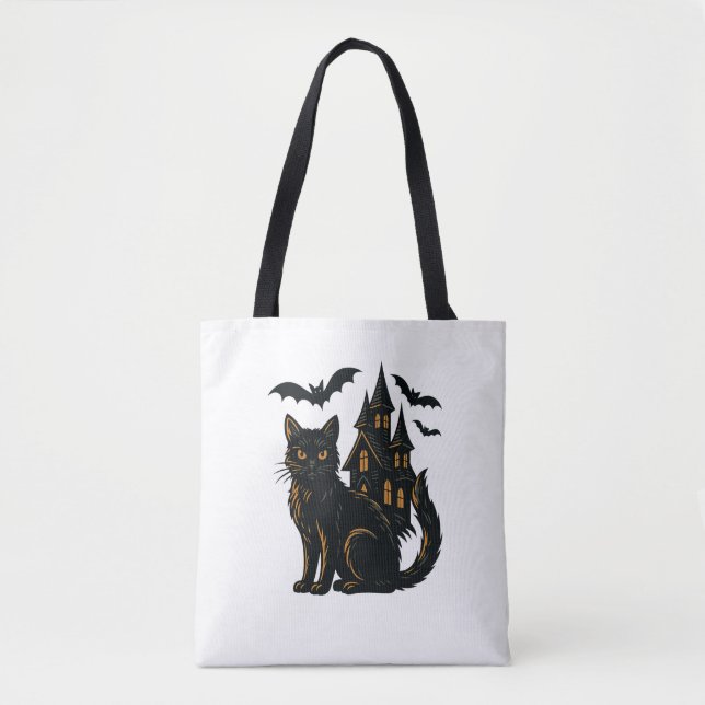 Bolso De Tela Casa y gato encogidos (Anverso)