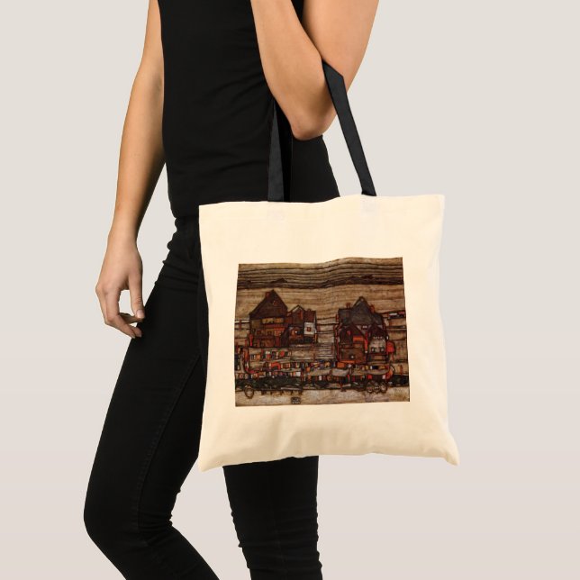 Bolso De Tela Casas con lavandería (Seeburg II) de Egon Schiele (Anverso (producto))