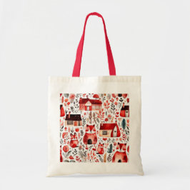 Bolso De Tela Casas rojas y casas lindas Hoja de papel