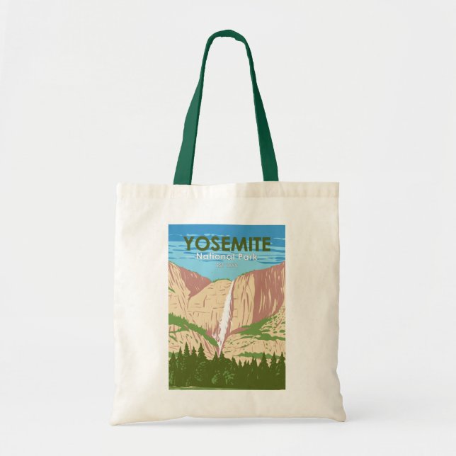Bolso De Tela Cascada del Parque Nacional Yosemite en California (Frente)