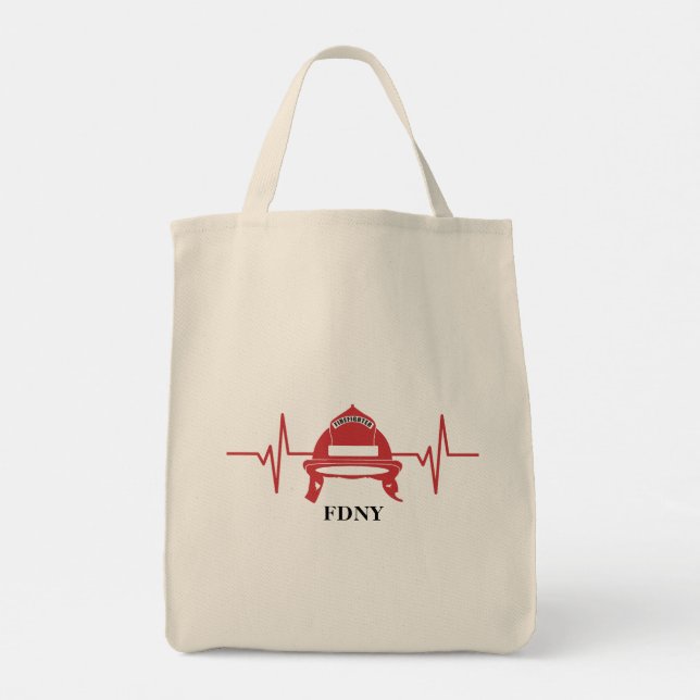 Bolso De Tela Casco de bomberos latido personalizado (Reverso)