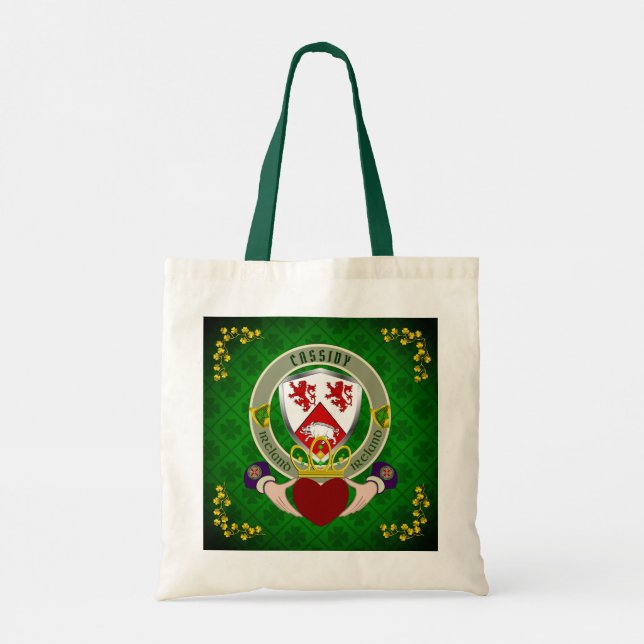 Bolso De Tela Cassidy Irish Shield y Claddagh Personalizado (Reverso)